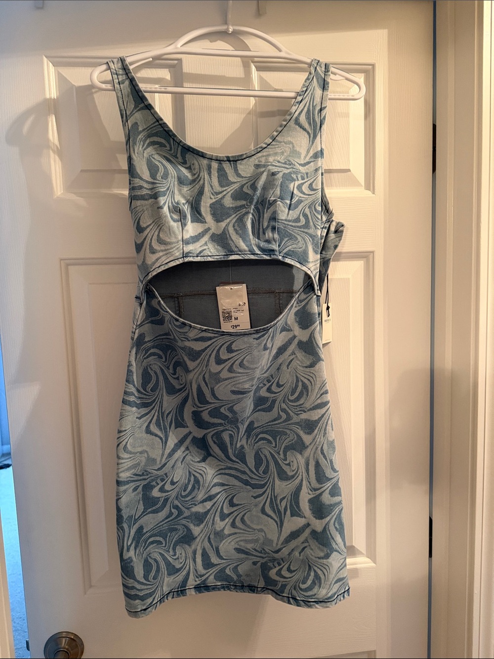 Forever 21 Blue Denim Marble Cutout Mini Dress